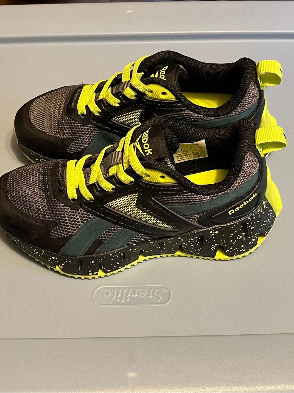 Reebok Kids Black and Neon Yellow Athletic Sneakers